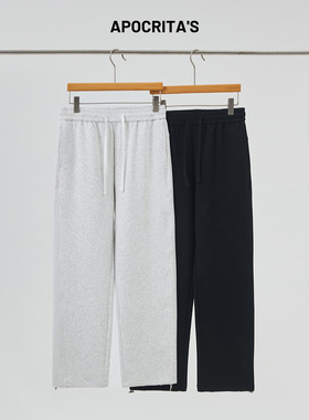 APO男装|跨境运动休闲裤男春季宽松直筒莱赛尔系带长裤可束脚卫裤