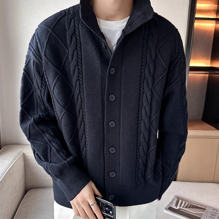 开衫毛衣外套男春秋季2024新款立领针织衫韩系潮流男士高级感线衣