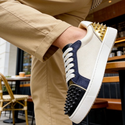 新款板鞋平底鞋铆钉潮流鞋系带鞋