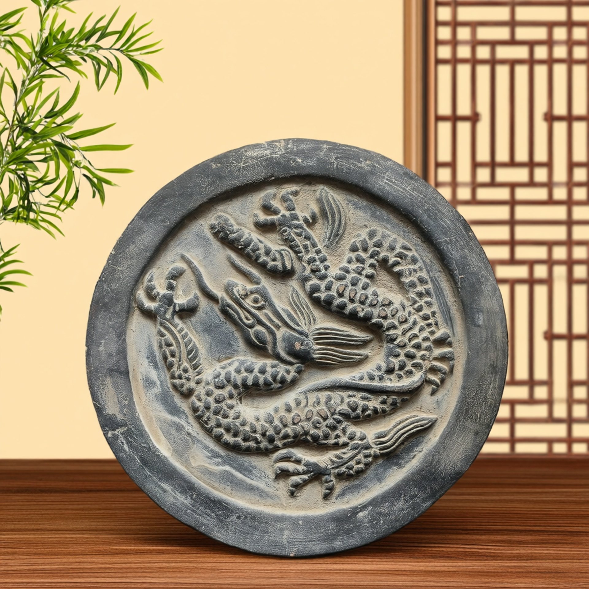 仿古蟠龙瓦当拓片模具拓印研学图片