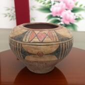 仿古彩陶罐仰韶文化彩绘陶器陶钵摆件古风老物件家居装 饰收藏品