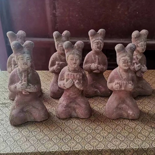 仿古陶器摆件 陶俑 跪俑 古典艺术品 展品定制 乐器俑 古玩收藏