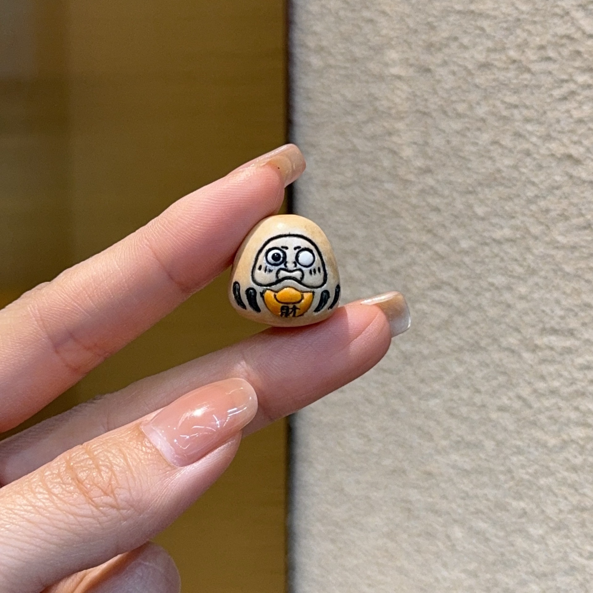 鹿角根付双面达摩蛋文玩diy配件材料手工编织项链佛珠链手串配饰