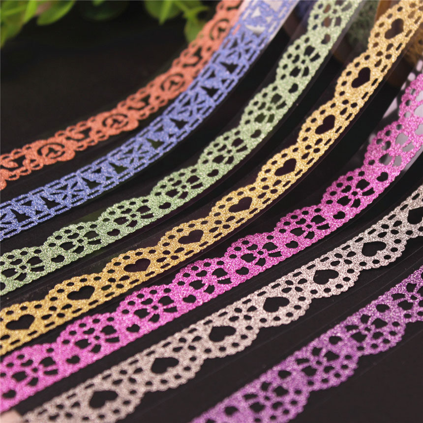 彩色闪光金粉镂空蕾丝胶带成长手册手帐日记手工diy相册影集装饰