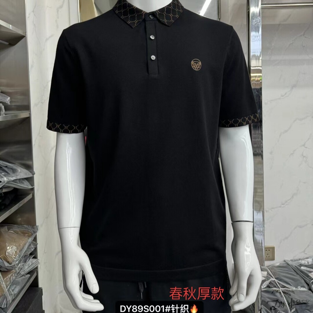 001特体大码男装加肥加大号男士式春秋打底衫翻领短袖T恤加厚