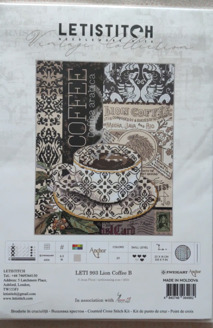 现货 摩尔多瓦进口LETI十字绣套件 LETI993 咖啡杯