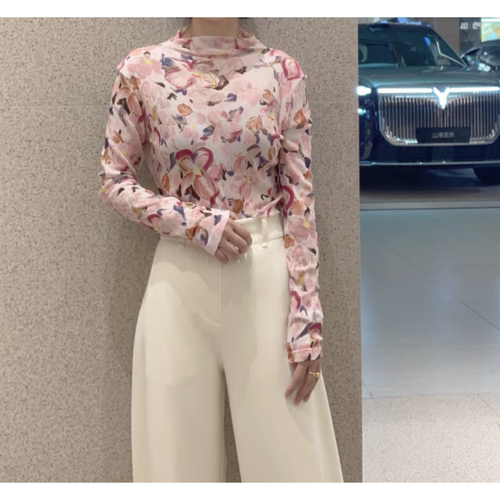 商场同款2026秋季新百搭甜美风气质花卉印花修身T恤女BDT1YD1234