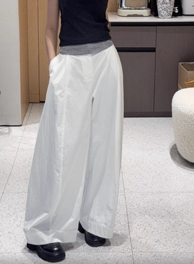 现货2026夏新时尚潮流百搭宽松显瘦休闲高腰直筒阔腿长裤女302111