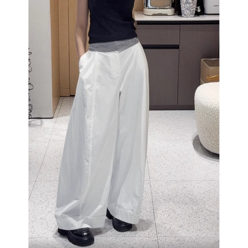 现货2026夏新时尚潮流百搭宽松显瘦休闲高腰直筒阔腿长裤女302111