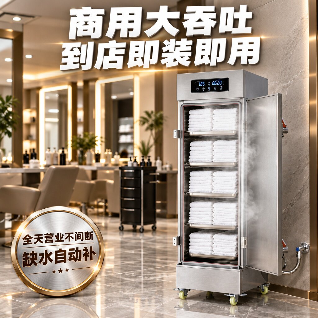理发店足浴店热毛巾机商用不锈钢大容量微压蒸汽毛巾保温柜双数显