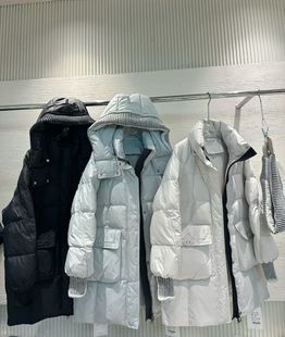 面包服外套A3111 宽松加厚保暖白鸭绒连帽中长款 欧洲站冬季 新韩版