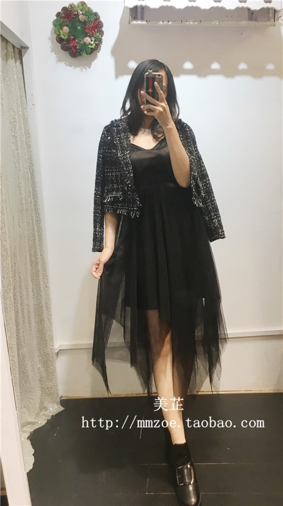 小香风网纱名媛两件套