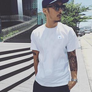 香港潮牌短袖笑脸T恤纯棉男夏季简约刺绣潮流港风情侣装体恤 男装
