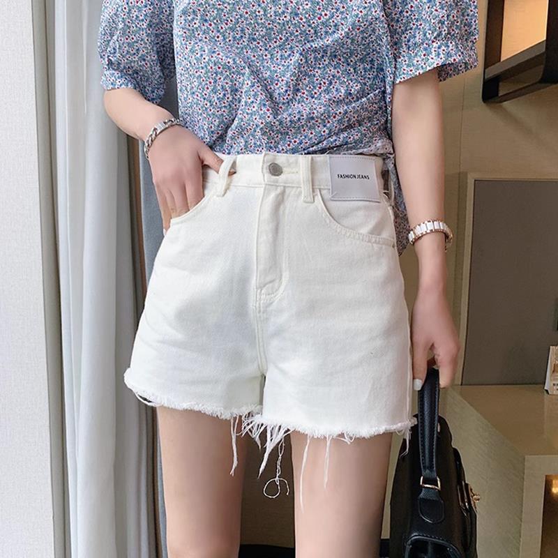 欧洲站白色高腰牛仔短裤女夏季薄款2025年新款时尚宽松阔腿热裤潮