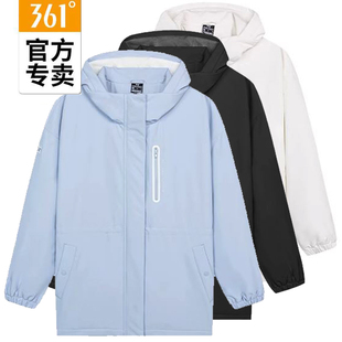 361度女子绒里开襟休闲风衣新品 2023冬女士加绒运动外套56Z344602