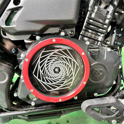 适用豪爵TR300DR300XCR300改装透明离合盖发动机金属装饰边盖无损