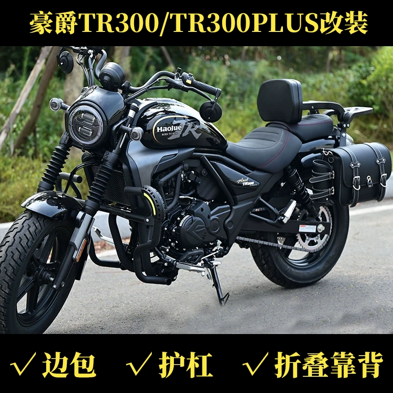 适用豪爵TR300plus改装保险杠护杠加厚加宽折叠靠背货架边包配件