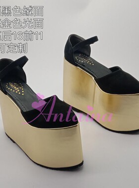 antaina春秋新款超高跟拼色拼接风港风出片小红书厚底鞋大码2240