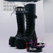绑带搭扣大码 松糕厚底鞋 增高cos鞋 女靴男靴可定制靴筒围筒高1239
