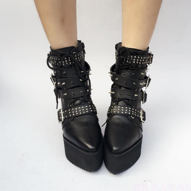 尖头antaina松糕厚底日系牛皮鞋