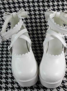 antaina松糕鞋厚底鞋增高鞋小花系带lolita女鞋春季单鞋x9603