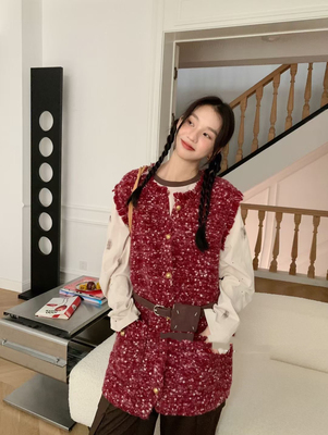 欧洲站YMQY2025秋冬新款时尚气质显瘦百搭小香风中长款马甲