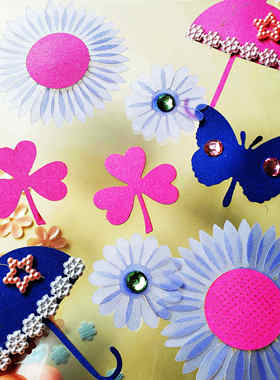 蓝色 花朵贴纸 立体贴纸 儿童 相册装饰贴画 3d stickers 可爱