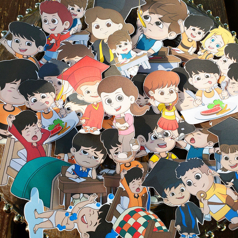 幼儿园毕业季 小学生贴画  儿童绘本素材贴纸 学生老师人物贴画