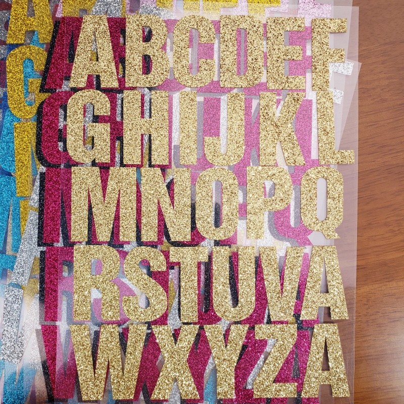 靖童金粉字母贴纸亮粉字母贴画