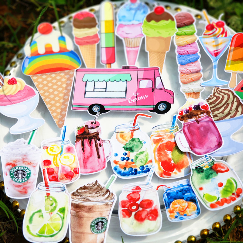 儿童纸质贴画 冰棒 冰淇淋贴纸 夏日贴画 冷饮贴画冰激凌贴纸