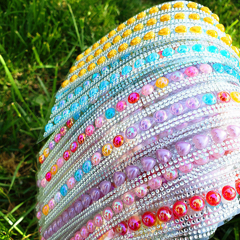 彩色珍珠贴画 带胶钻贴 儿童成长册相框贴纸 珍珠相框贴画sticker