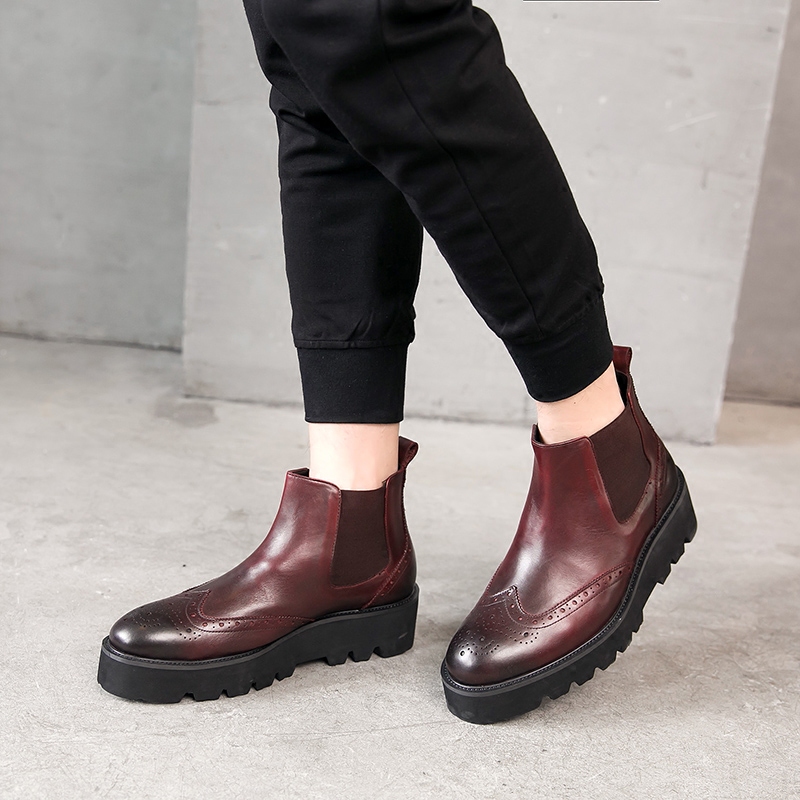 Europe and America Bullock Carved The thickness of the bottom Martin Male boots England Chelsea Boots High-top shoes Heighten short bootsin the Men's Shoes, Boots, Chelsea boots category - from Buy2taobao.com to provide professional Taobao agent buy service