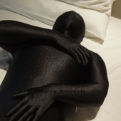 量身定制 52英雄联盟 纯色Zentai打底全包紧身衣Cos 超弹珠光黑色