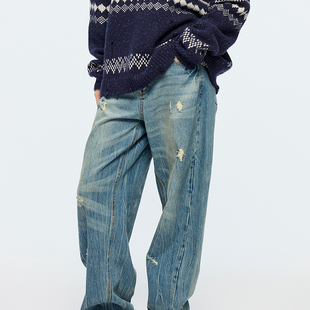 立体扭骨做旧破洞牛仔裤 亲妈 2026春新设计师款