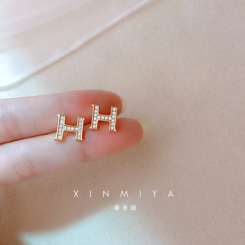 馨米娅纯银日韩女网红字母耳钉