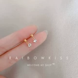 Маленькие невидимые серьги с цирконом, простой и элегантный дизайн, 14 карат, серебро 925 пробы