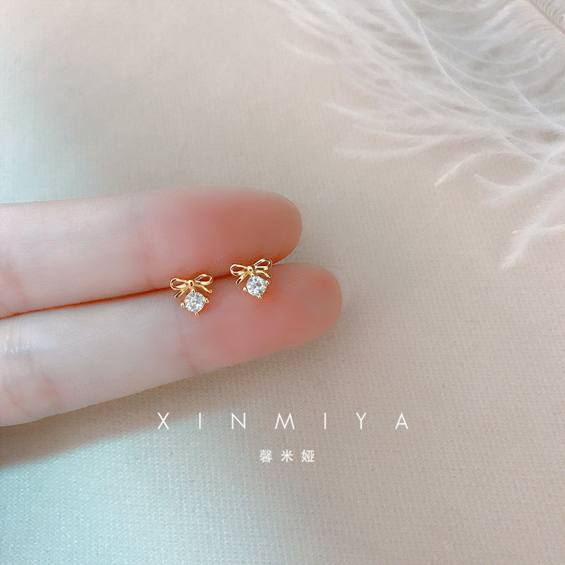 mini可爱蝴蝶结耳钉纯银小巧锆石日韩防过敏耳饰女学生精致耳环潮,饰品/流行首饰/时尚饰品新,耳钉,淘宝优惠券,粉丝福利购,淘宝优惠卷