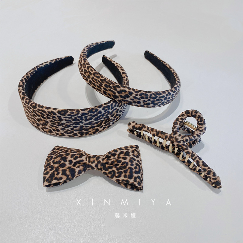 韩国网红豹纹发饰抓夹颅顶高颅顶