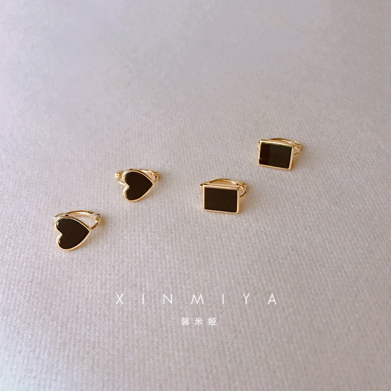 馨米娅日韩女甜酷风黑色爱心耳圈