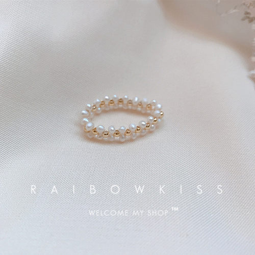 蕾丝原创手工迷你小巧串珠戒指