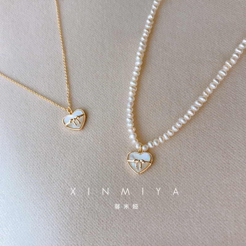 馨米娅原创桃心锁骨女珍珠项链