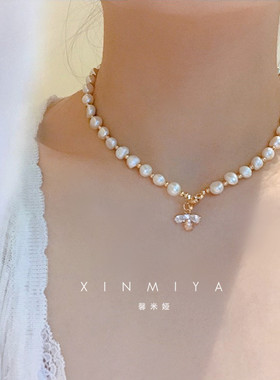 馨米娅天然淡水珍珠项链女锁骨链