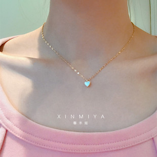 馨米娅春季 小清新白贝母桃心项链精致百搭小巧爱心贝壳颈链锁骨链