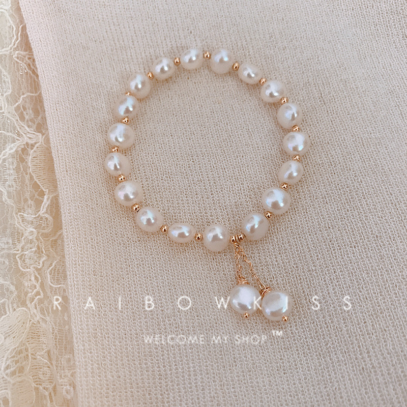 小众设计精美14k包金流苏手串女