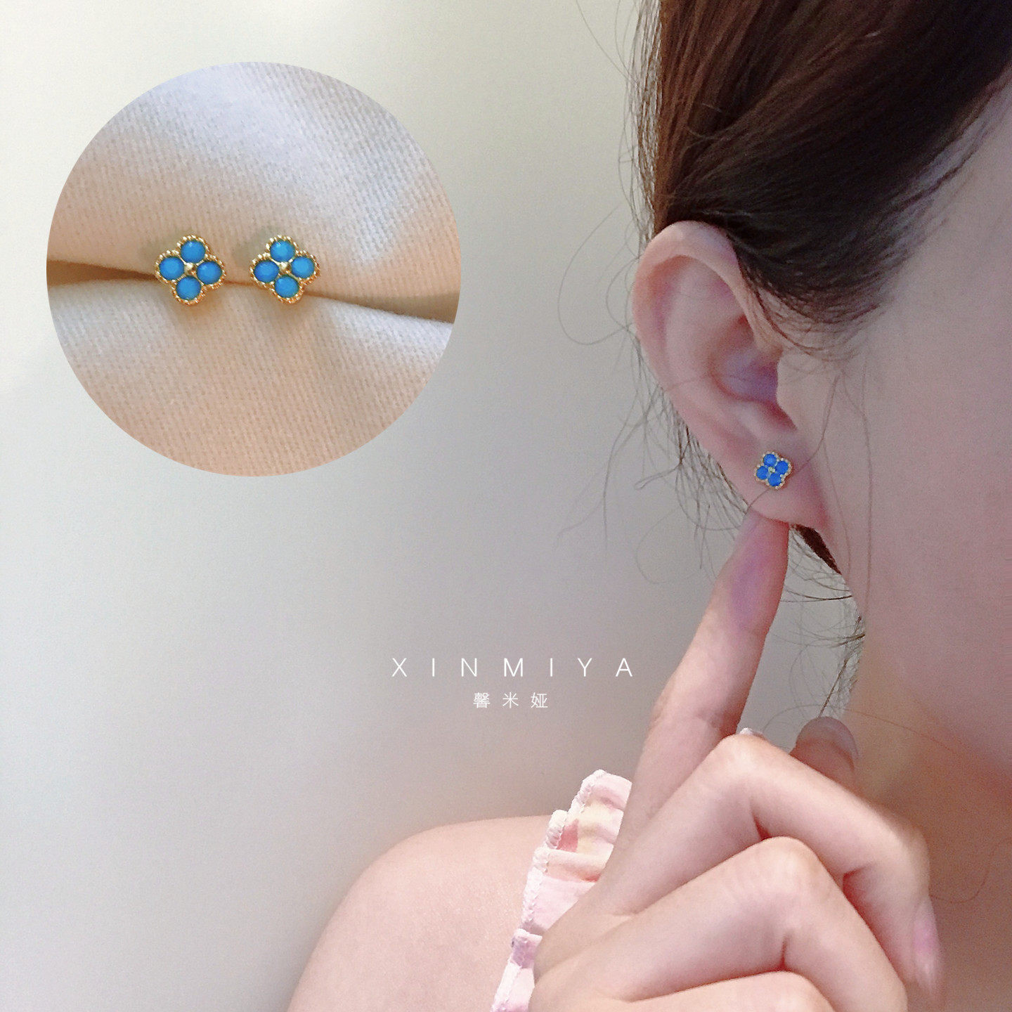 精致气质蓝色花朵耳钉女2026新款爆款小众设计感耳环独特轻奢耳饰,饰品/流行首饰/时尚饰品新,耳钉,淘宝优惠券,粉丝福利购,淘宝优惠卷