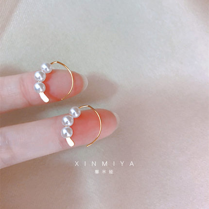 骄阳伴我白百何同款14K包金珍珠耳环女简约气质耳钩设计感耳饰潮