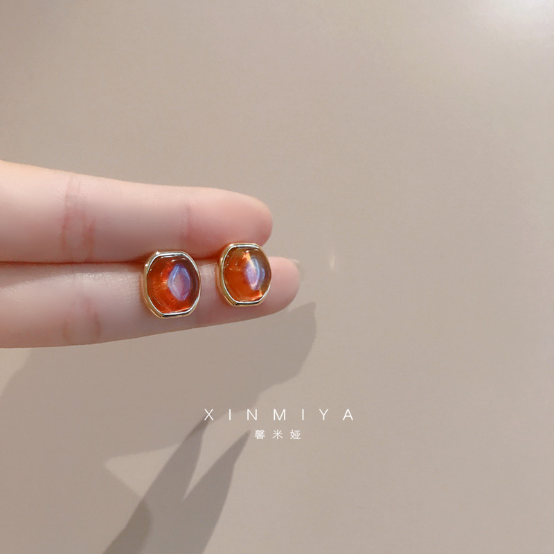 馨米娅复古气质美拉德菱形耳钉