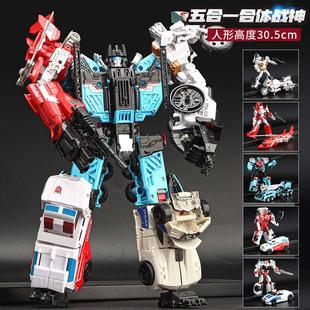 孩之星变形玩具大守护神G1混无天豹飞机坦克汽车5组合体畏机器人