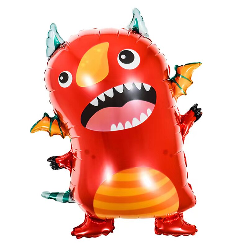 怪兽气球ins亚马逊外星人铝膜气球蓝色红色印花球户外场景布置