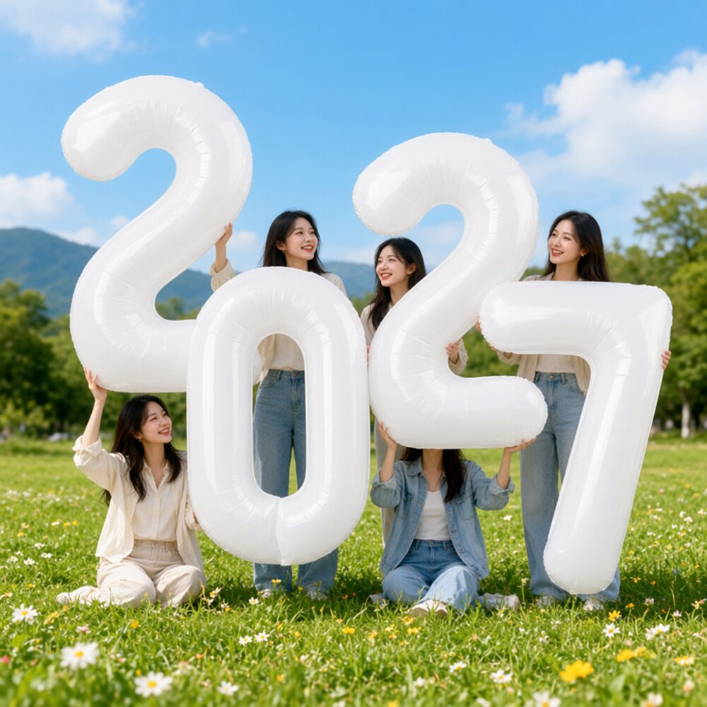 美版16寸2027数字铝箔气球套装